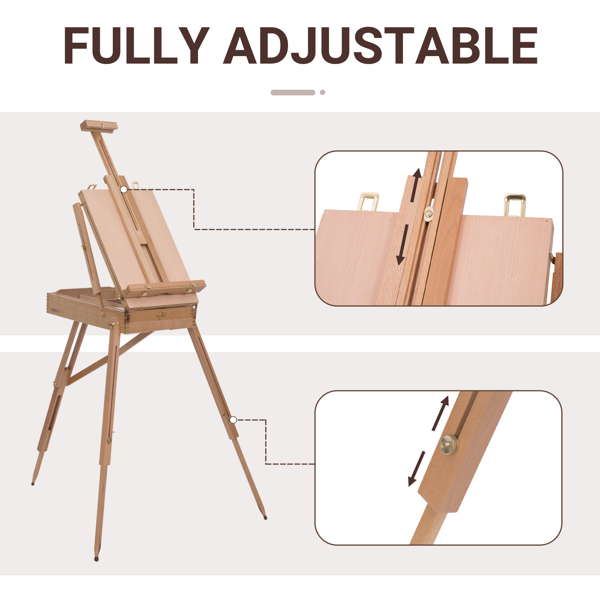 Kozy Wooden Art Easel Tripod Sketch Artist Painters Craft Portable Folding Drawing Board Lightweight - Natural Wood