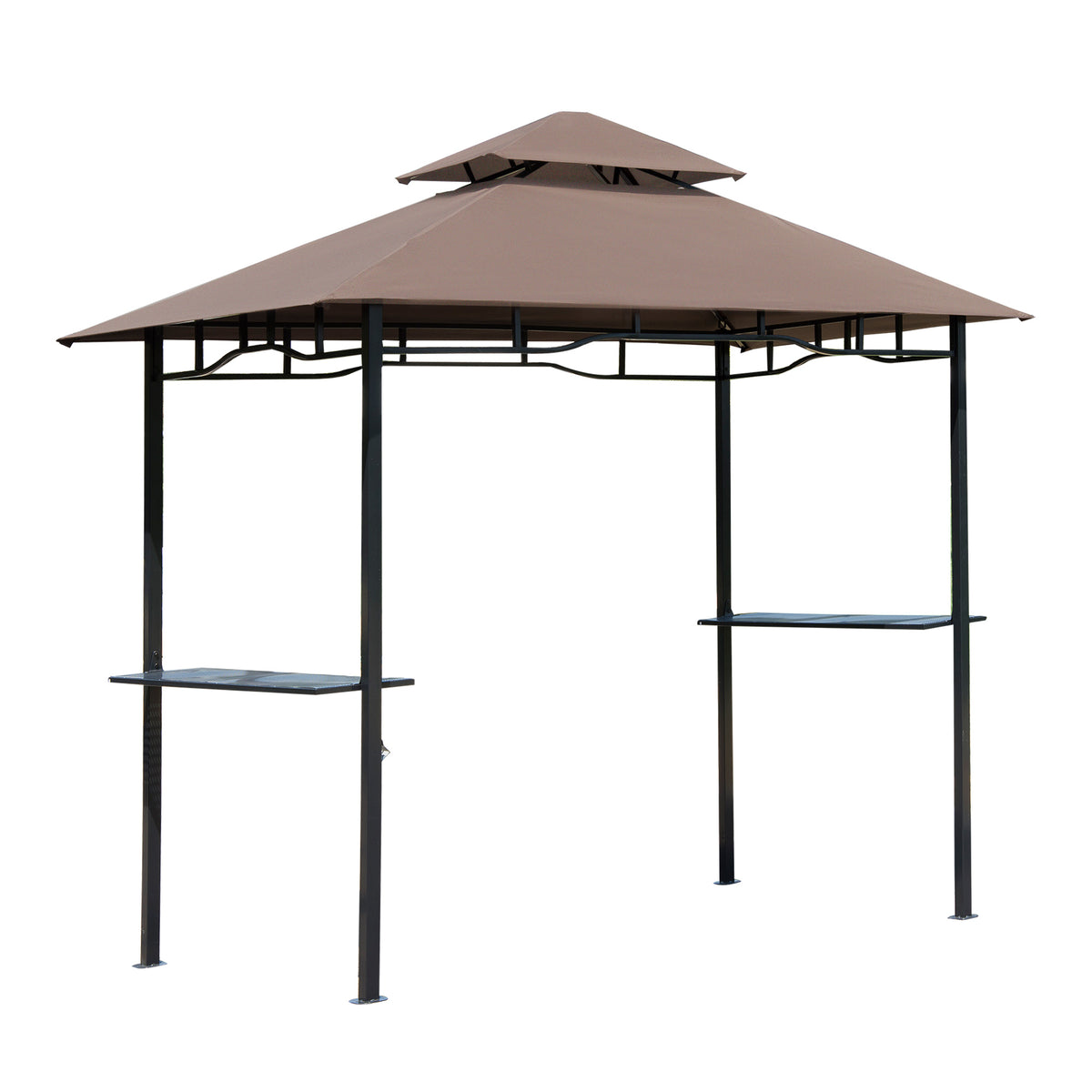 Kozy 2.5x1.5m (8'x5') Grill Gazebo Canopy, Double Tiered Outdoor BBQ Gazebo Shelter with 2 Side Shelves for Garden, Patio, Barbecue, Picnic, Coffee