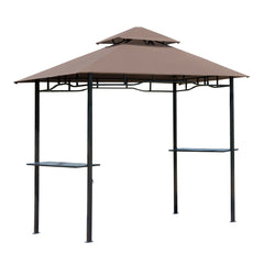Kozy 2.5x1.5m (8'x5') Grill Gazebo Canopy, Double Tiered Outdoor BBQ Gazebo Shelter with 2 Side Shelves for Garden, Patio, Barbecue, Picnic, Coffee