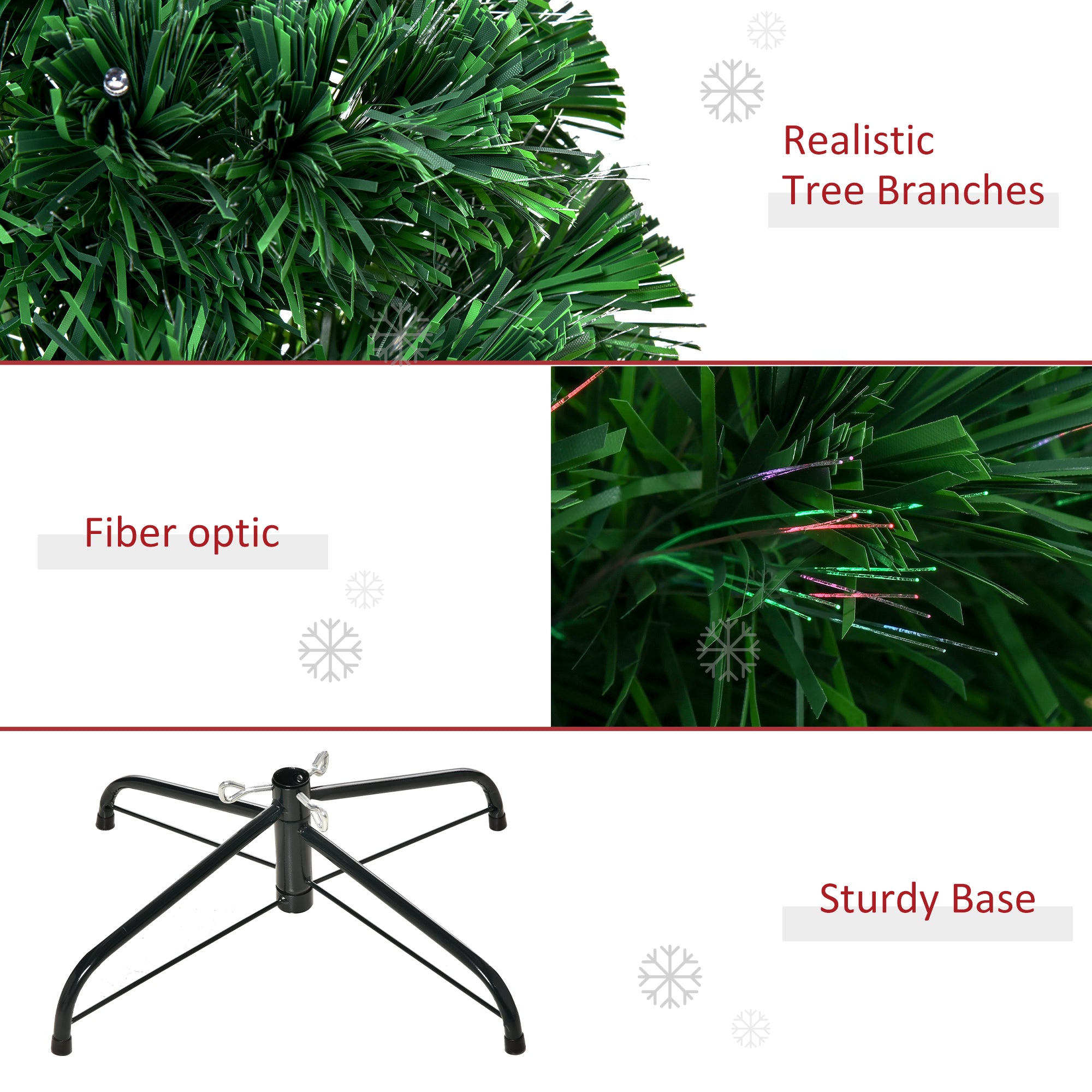 HOMCOM Prelit Christmas Tree Artificial Tree, Metal Base, Pre