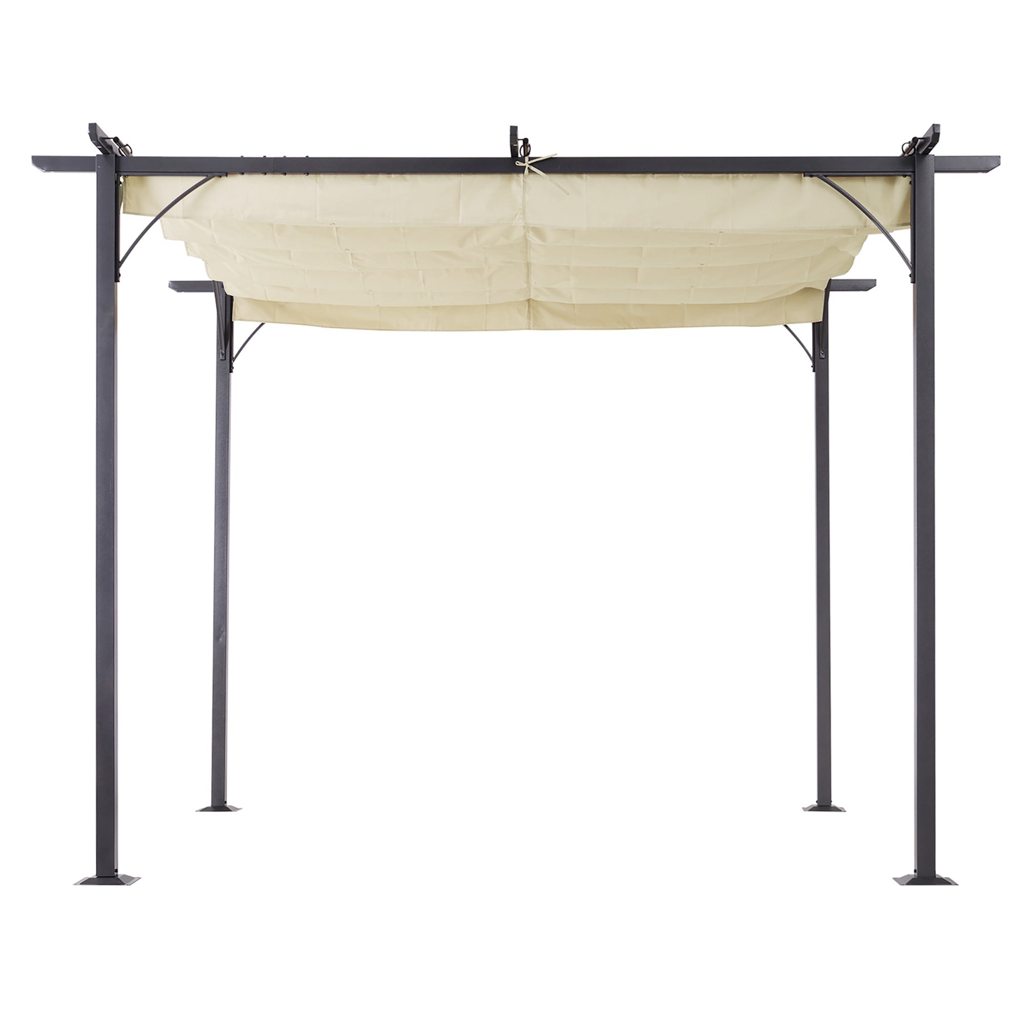 Kozy 3 x 3(m) Metal Pergola with Retractable Roof, Garden Gazebo Metal Pergola Canopy. Outdoor Sun Shade Shelter for Party BBQ, Beige