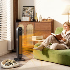 Kozy - 2000W Ceramic Electric Heater with Fan, Timer, Oscillation - Black