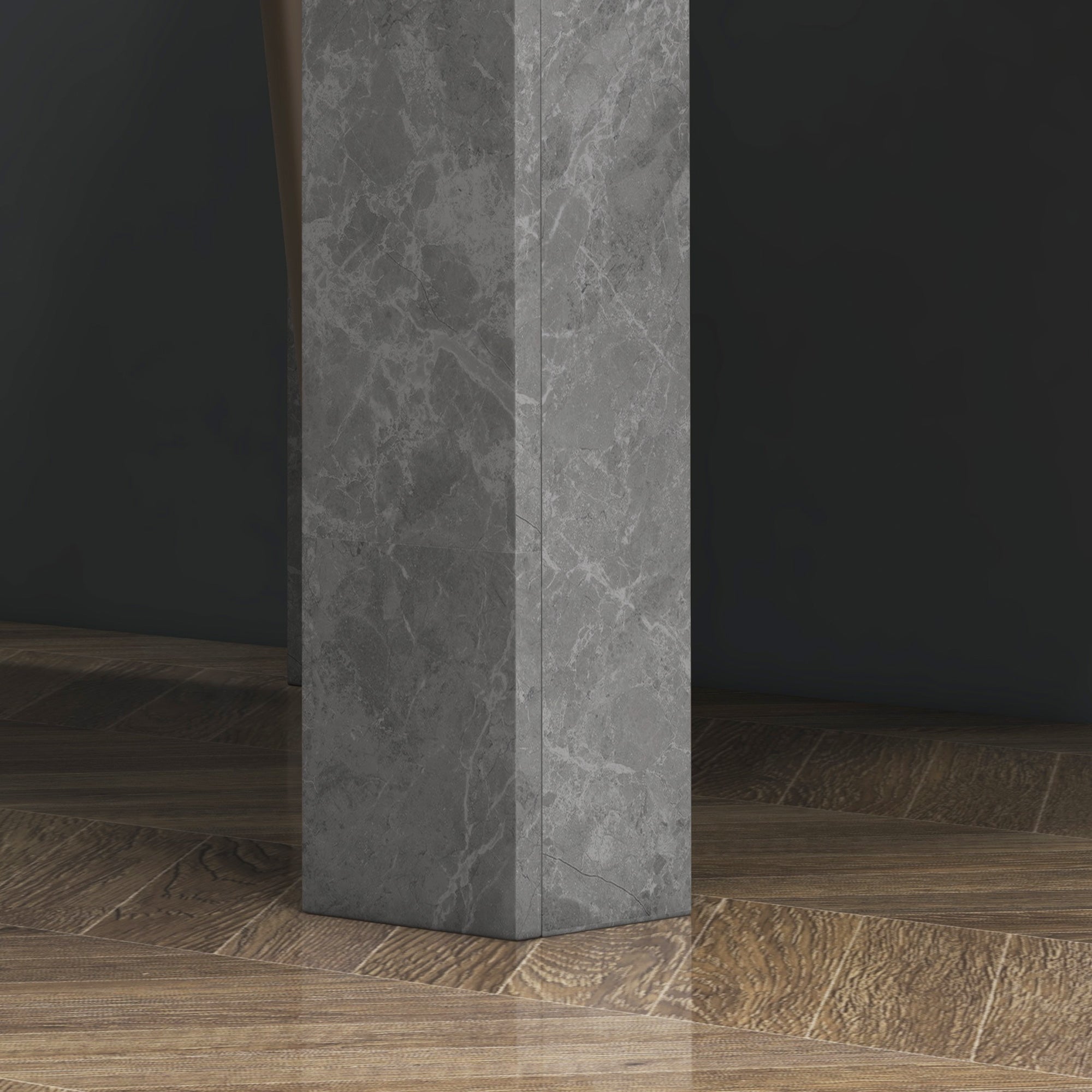 Kozy Square Dining Table, Modern Small Dining Table with Faux Cement Effect, Space Saving, Non-slip Foot Pads, Cement Grey