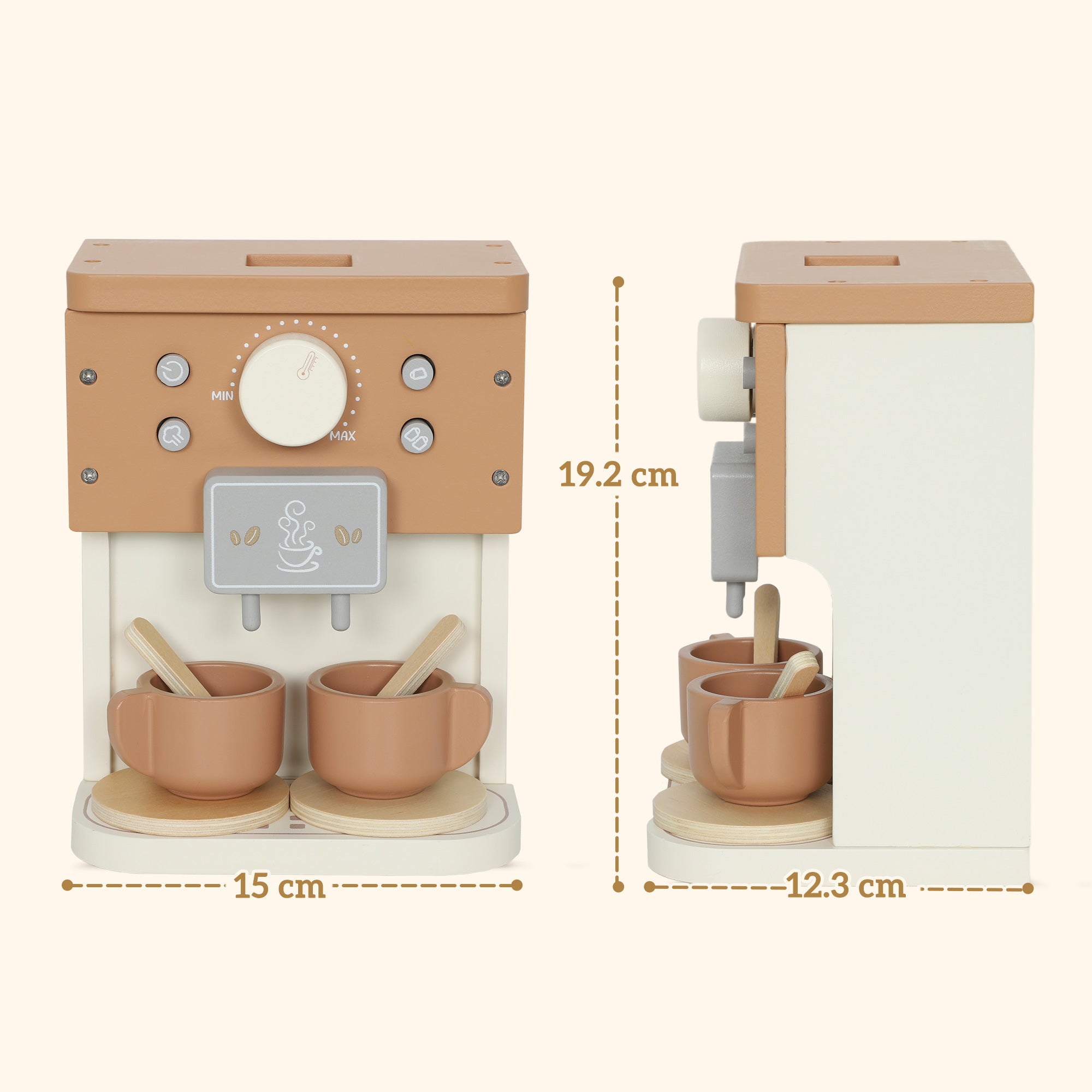 Kozy Kids Wooden Coffee Machine Toy, Pretend Play Kitchen Accessories Gift for Boys and Girls Ages 3+