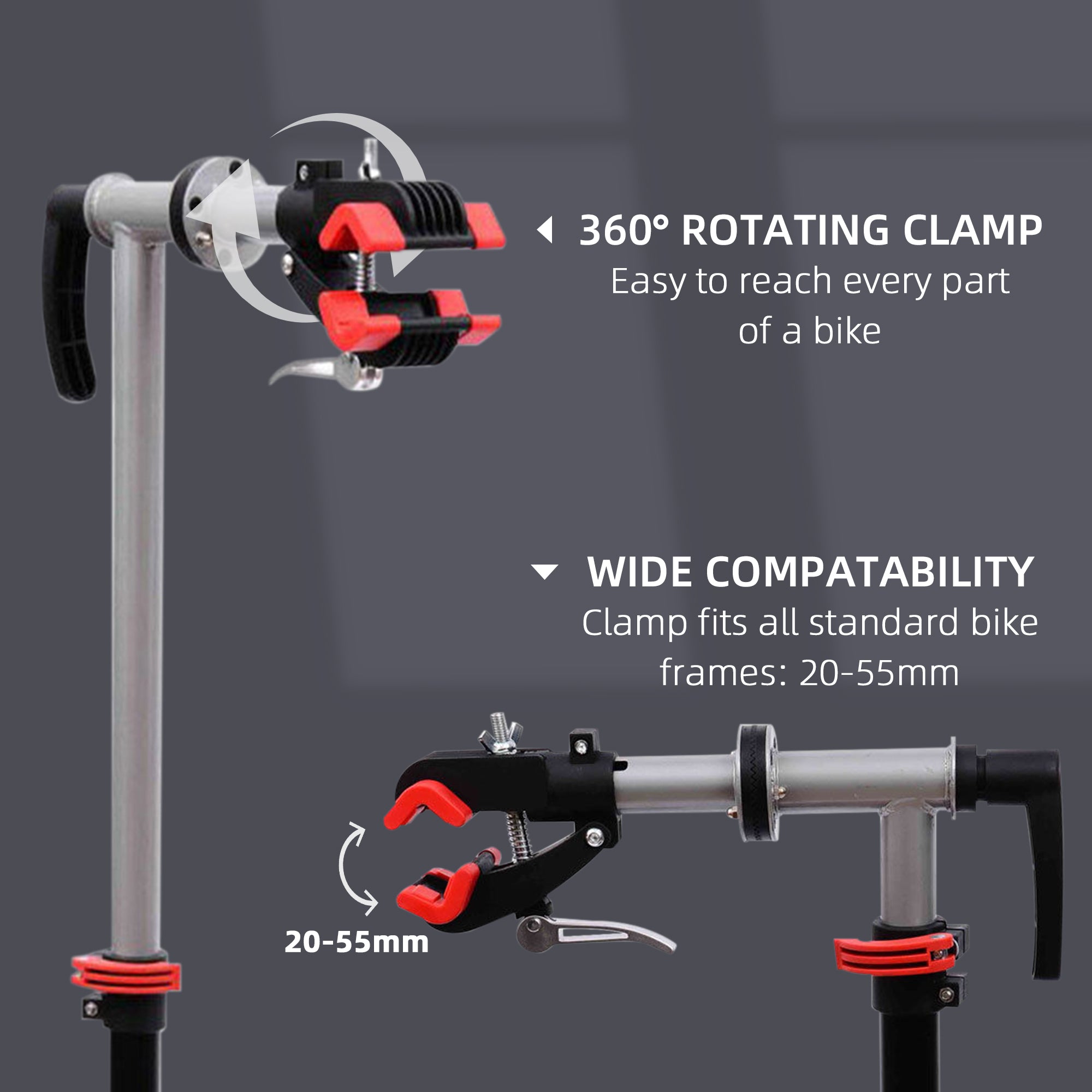 Kozy Bike Repair Stand Workstation, Bicycle Maintenance Workstand, Height Adjustable, with Tool Tray & 360° Rotating Adjustable Clamp for Home Mechanic Workshop