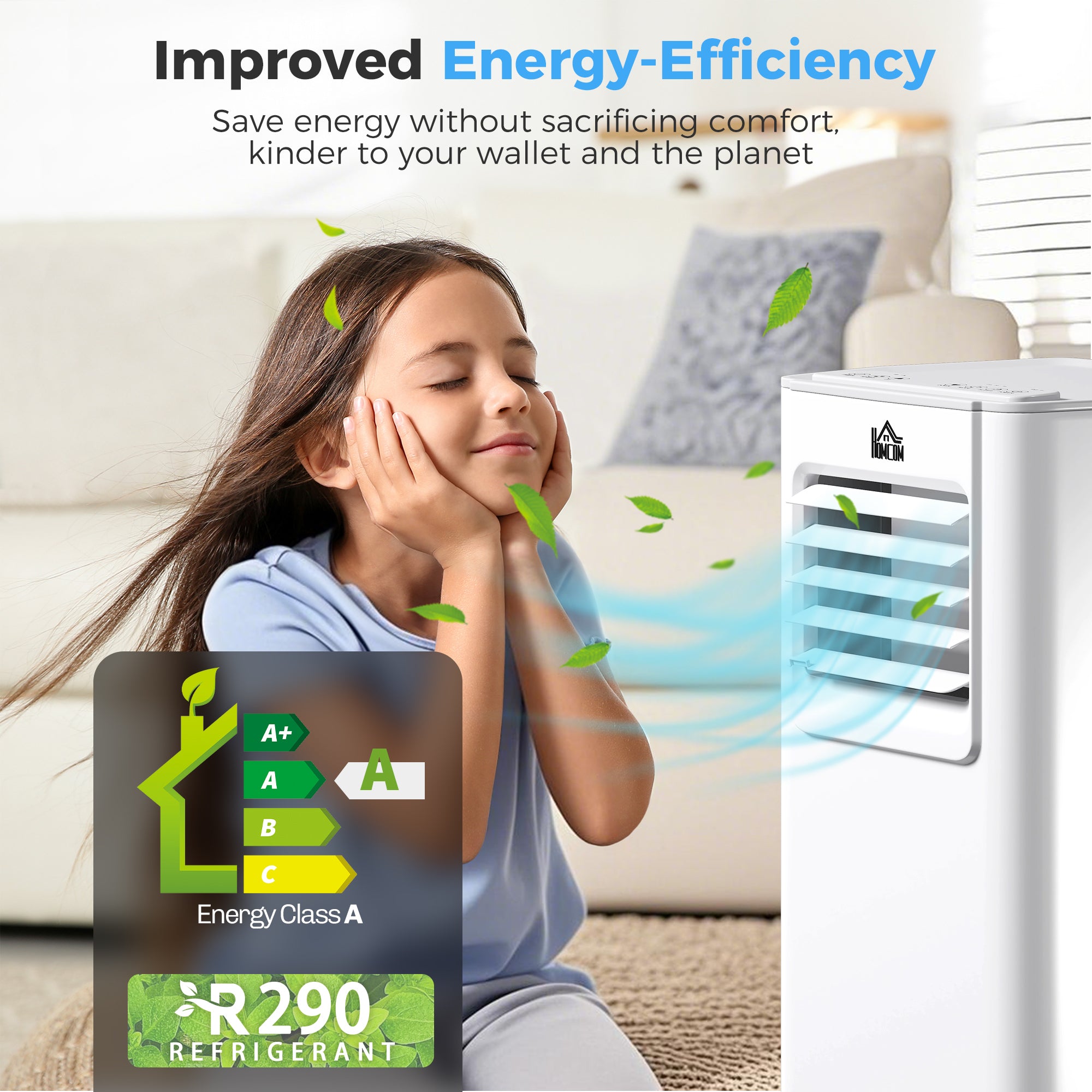 Kozy 5000 BTU Portable Air Conditioner, 4-in-1 Air Conditioning Unit, Dehumidifier, Cooling, Fan, Sleep Mode, with Remote Control, 2 Speeds, 24H Timer, Window Venting Kit, 12m²