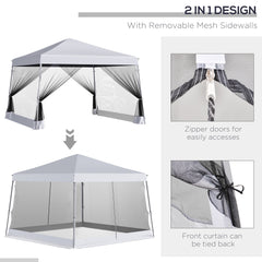 Kozy Outdoor Garden Pop-up Gazebo Canopy Tent Sun Shade Event Shelter Folding with Adjustable Height, Mesh Screen Side Walls 3.5 M × 3.5 M Base / 3 M × 3 M Top, White