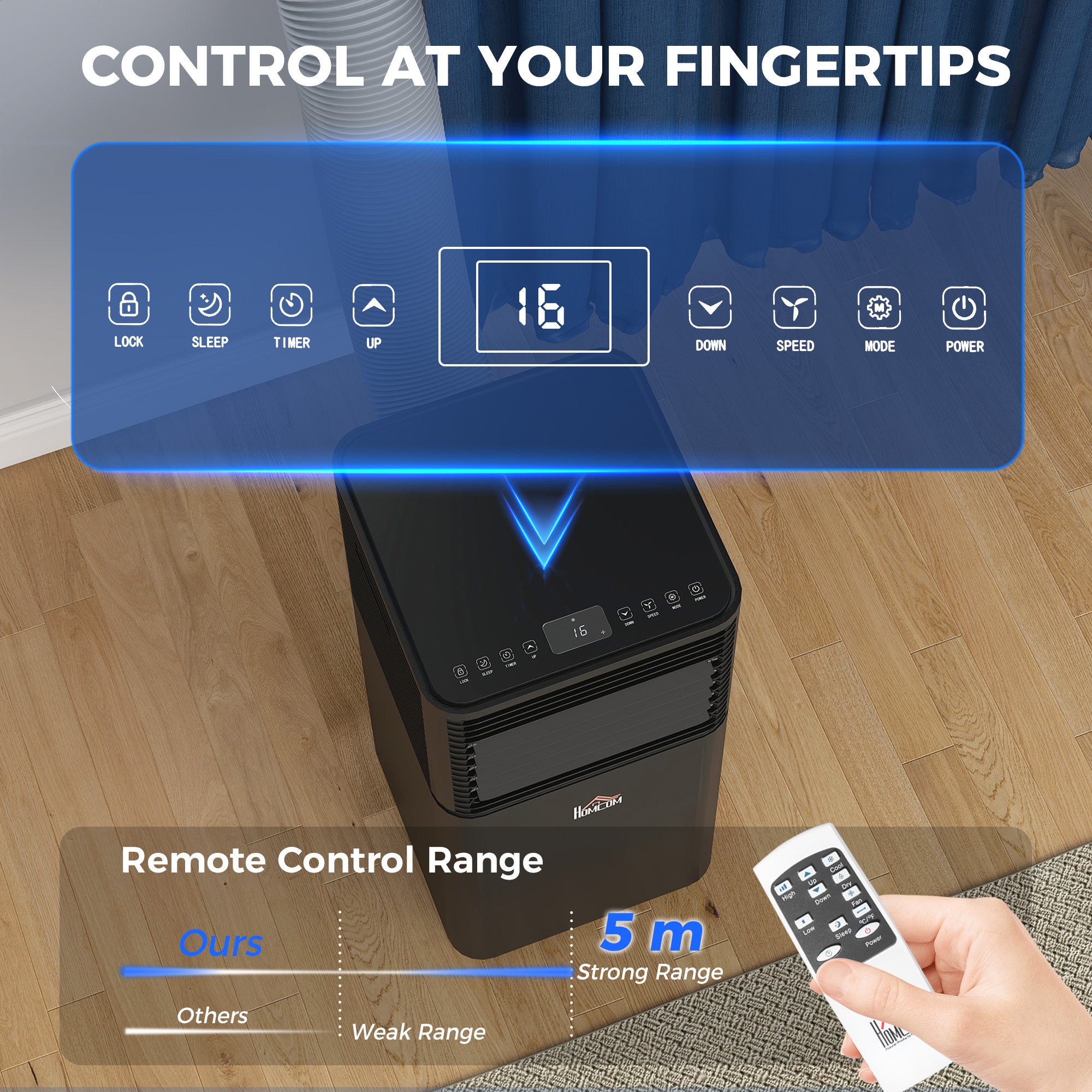 Kozy 7000 BTU 4-In-1 Portable Air Conditioner Unit Cooling Dehumidifying Ventilating  for Room up to 26m², with Fan, Remote, 24H Timer, Window Mount Kit, R290, A Energy Efficiency