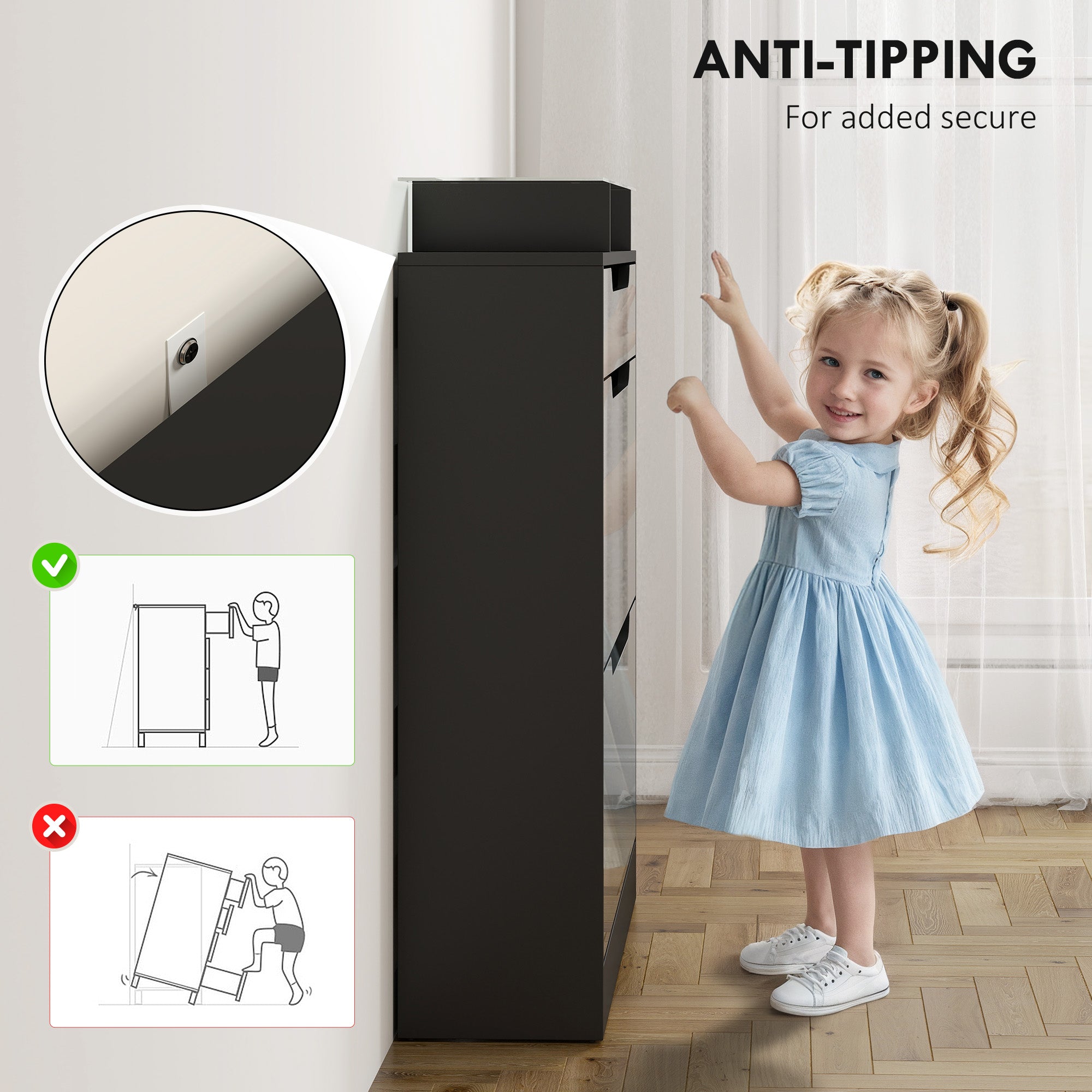 Kozy - Shoe Storage Cabinet with Slide Out Drawer, 2 Flip Doors, Tempered Glass Top - Black