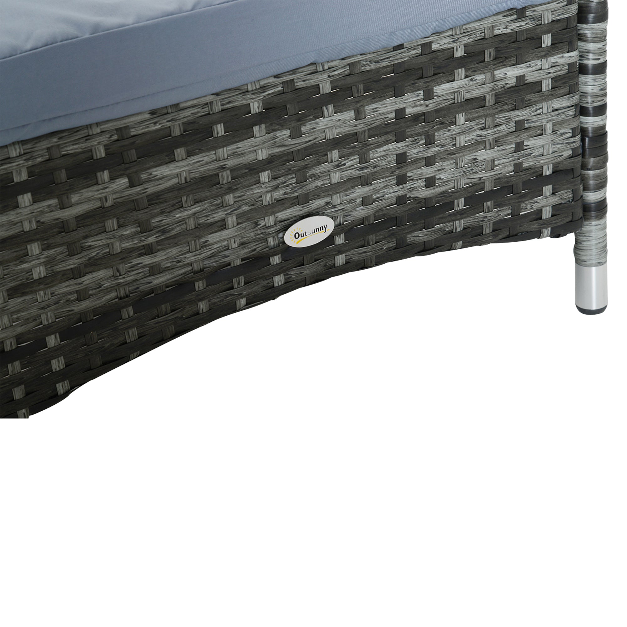 Kozy 2PC Rattan Sun Lounger Recliner Bed Reclining Chair Patio Garden Outdoor Wicker Weave Adjustable Headrest with Fire Retardant Cushion – Grey