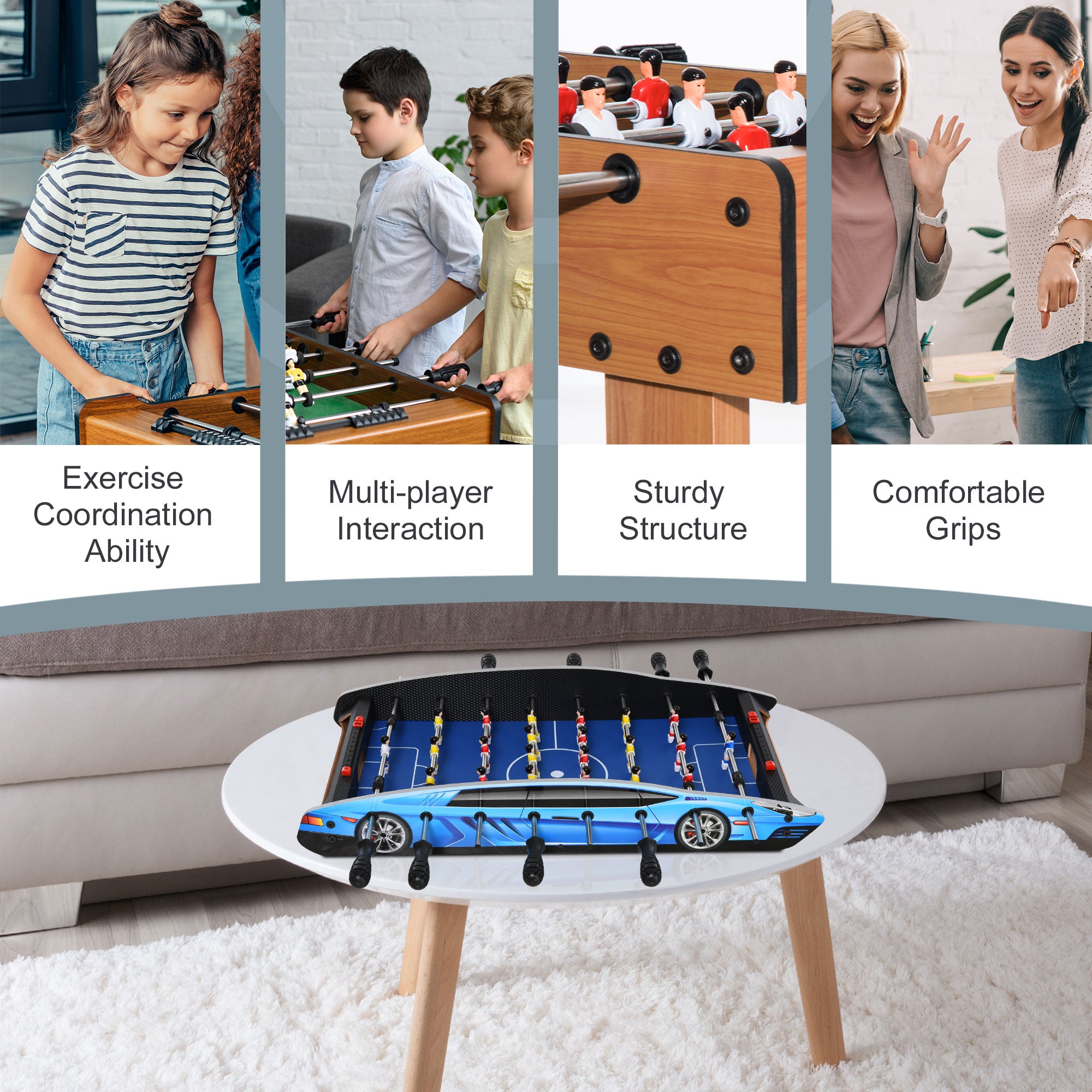 Kozy 29 Inch Mini Tabletop Football Foosball Gaming Table  Play Fun Game Toy 74.5L x 36.1W x 12H CM