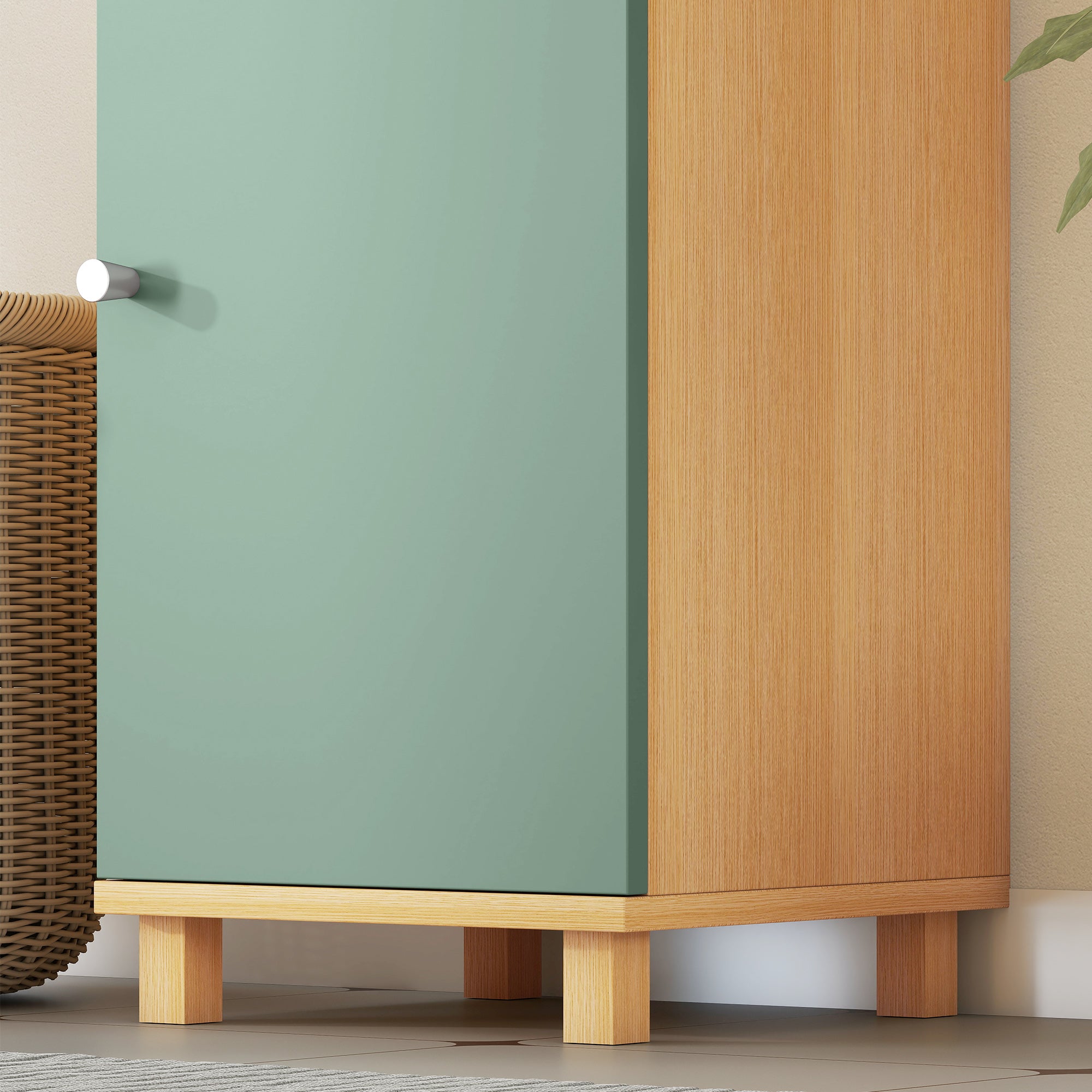 Kozy Bathroom Cabinet with Adjustable Shelves and Open Shelves - Green