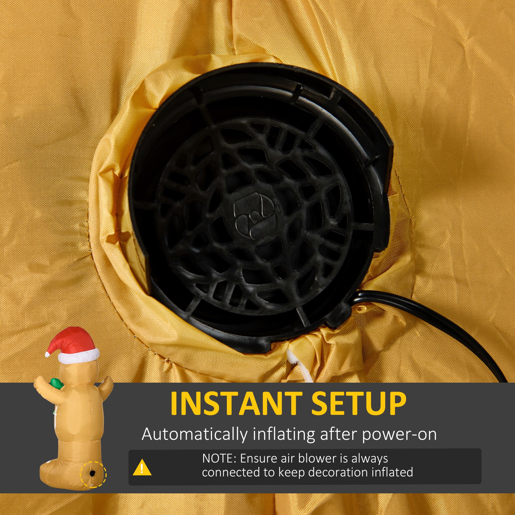 Kozy 6ft Christmas Inflatable Gingerbread Man & Santa Hat Safe Outdoor Decoration w/ Accessories