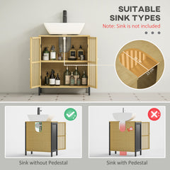 Bamboo-Blend Retro Cut-Out Under Sink Cabinet