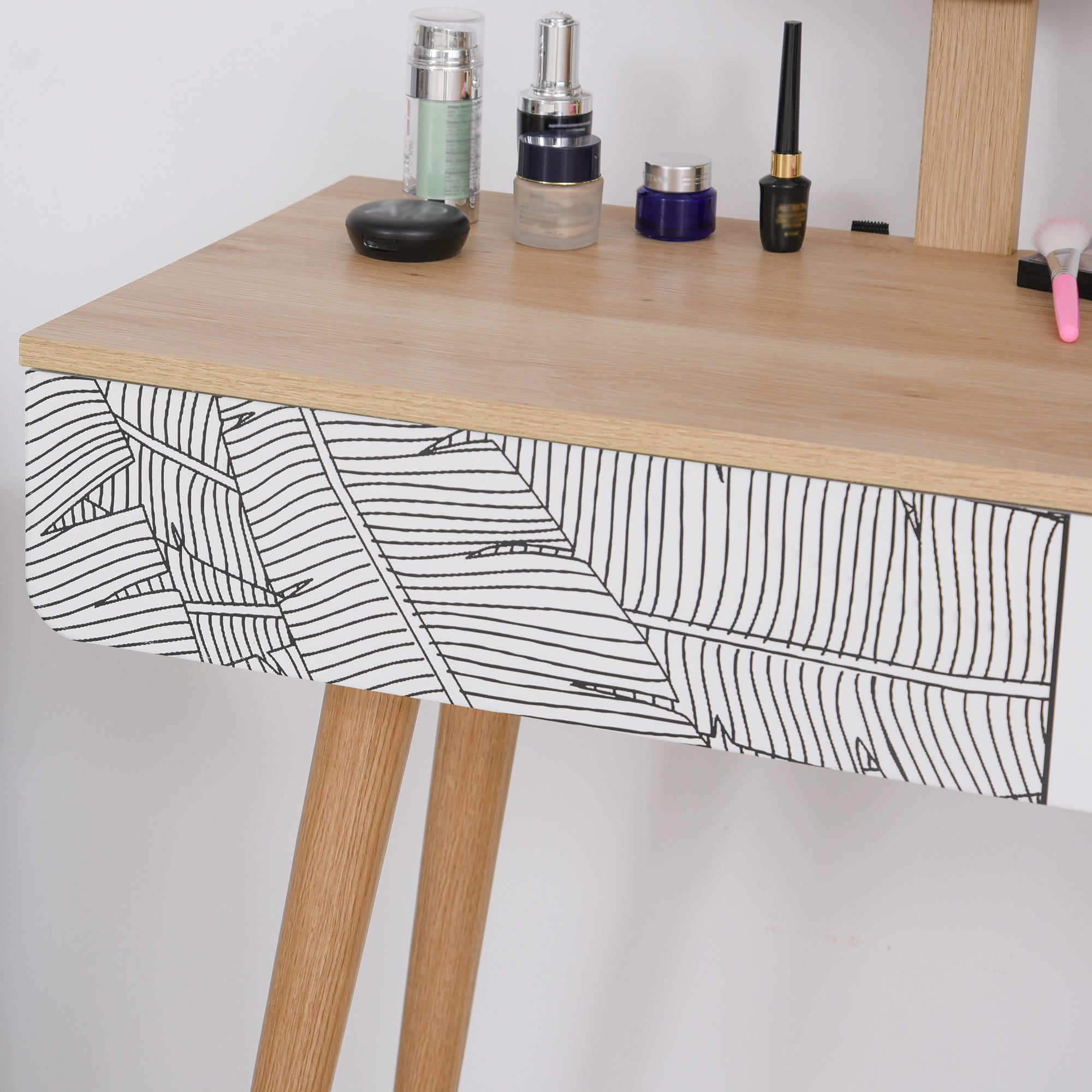 Kozy Dressing Table with Drawer and Mirror height adjustable Wooden Oak Color  Bedroom Dressing Room Elegant and Durable