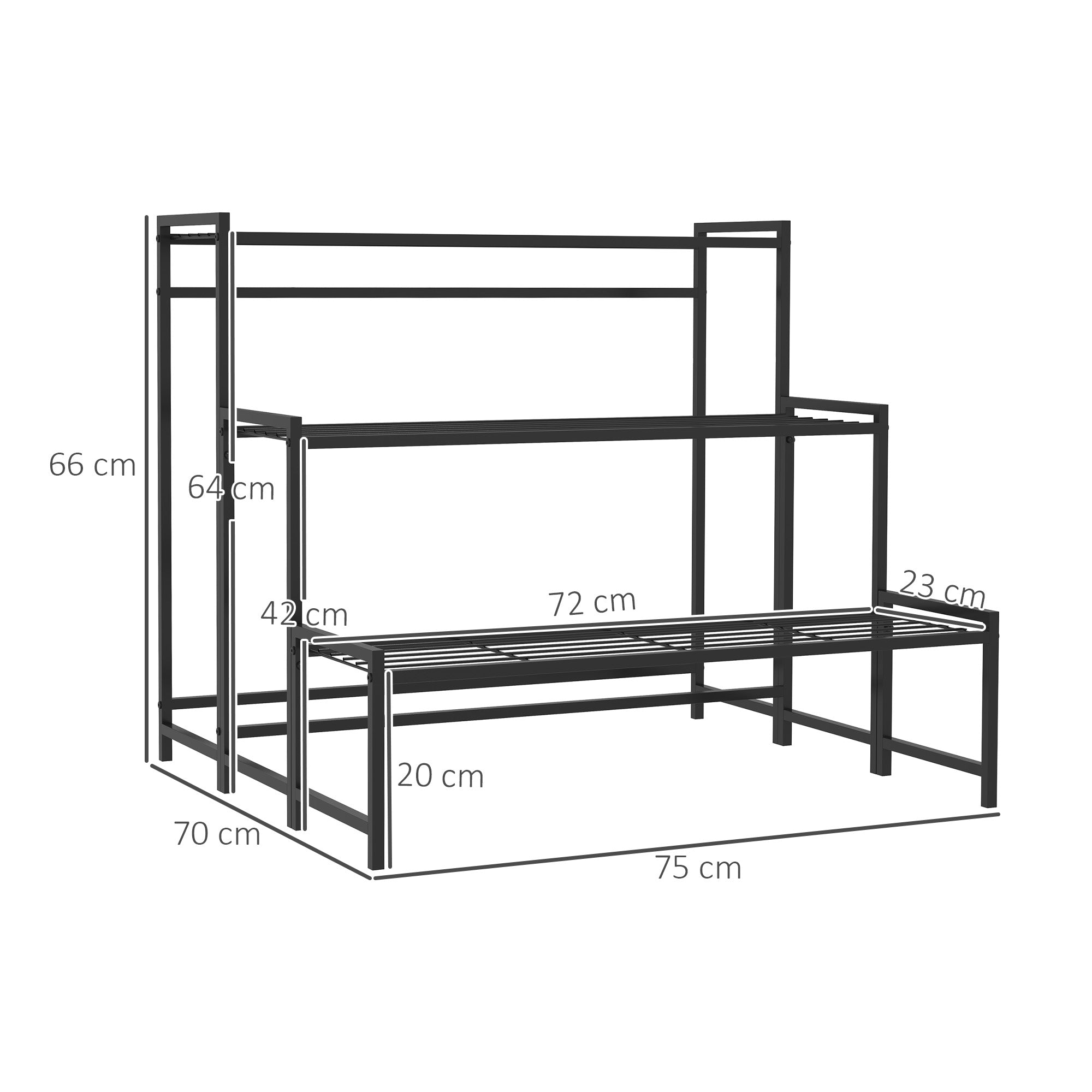 Kozy - Three-Tier Metal Plant Shelf - Black