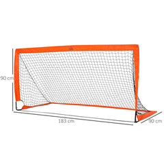 HOMCOM Outdoor Folding Football Goal, Tetoron Mesh, Orange, Ideal for Garden and Park Play | Aosom UK