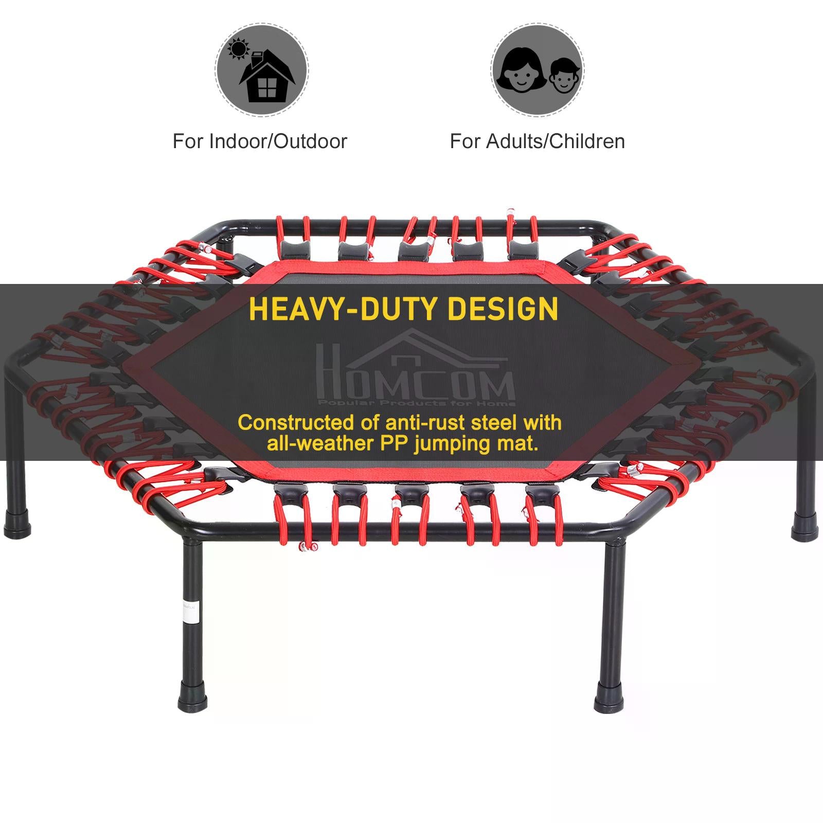 HOMCOM 40" Mini Hexagon Steel Frame Trampoline Red