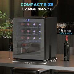 Kozy 42L 16-Bottle Wine Cooler Fridge - Black