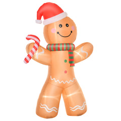 Kozy 8ft Christmas Inflatable Gingerbread Man, Lighted Blow Up Yard Decor Indoor Outdoor Garden Lawn Party Prop
