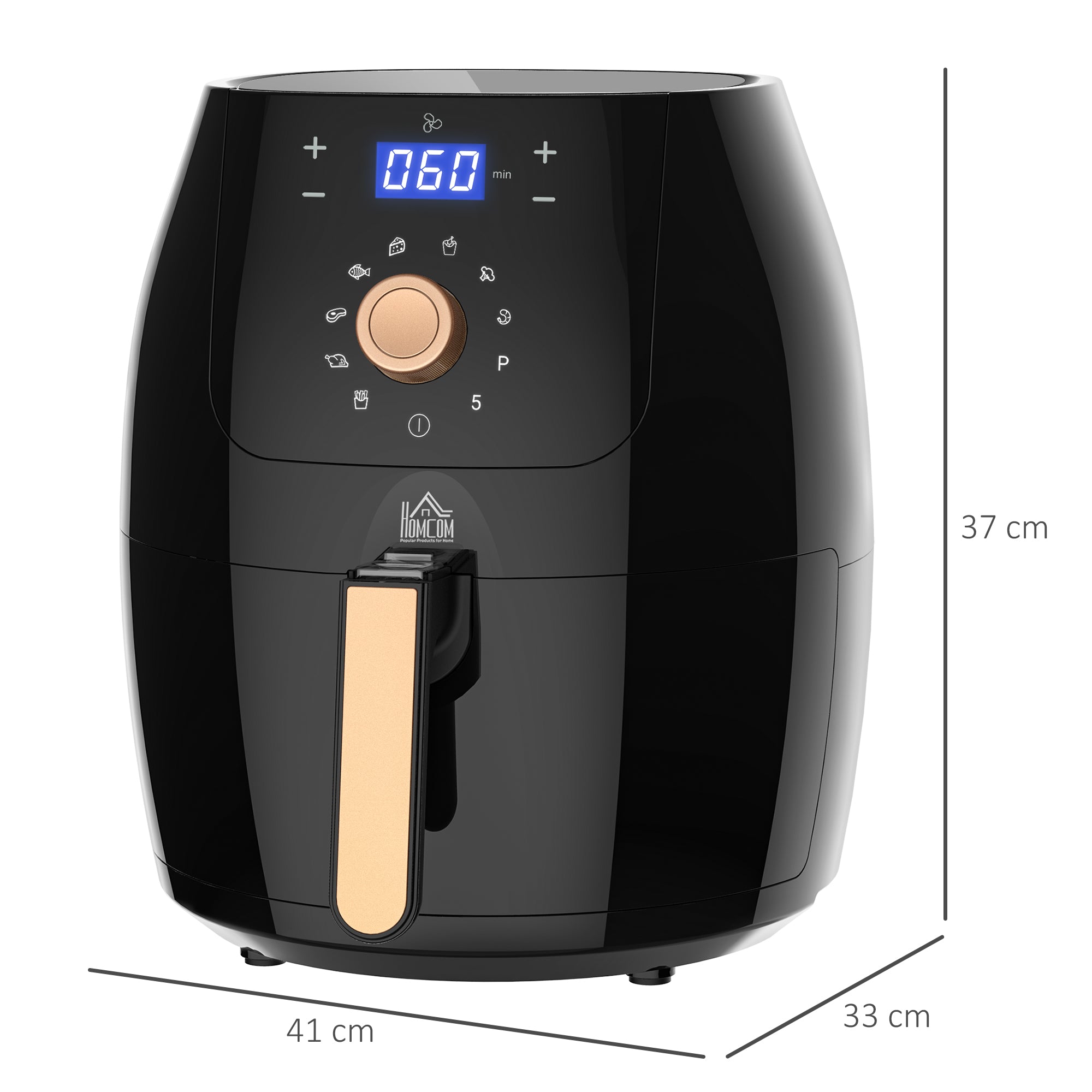 Kozy 5.5L 1700W Air Fryer, with Digital Display, 80-200℃ Temperature