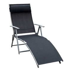 Outsunny Texteline Lounger: Foldable Recliner Chair with 5 Levels, for Garden & Patio, Black | Aosom UK
