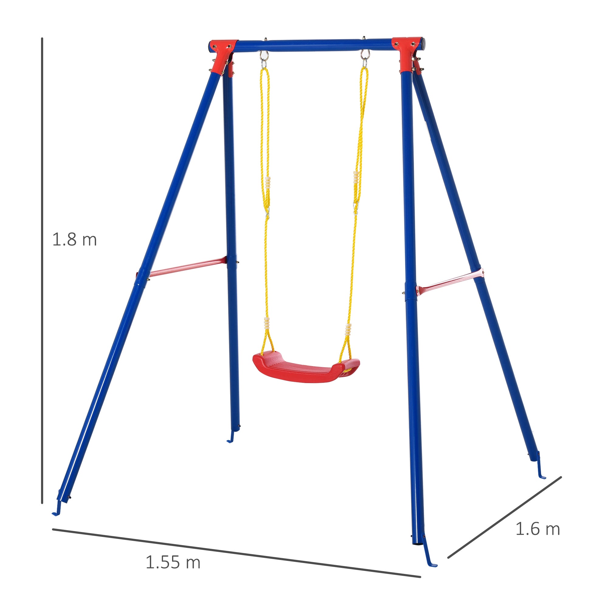 Kozy Kids Swing Set Toddler Swing Adjustable Rope Heavy Duty A-Frame Stand Outdoor Playset for 3-8 Years Old Blue