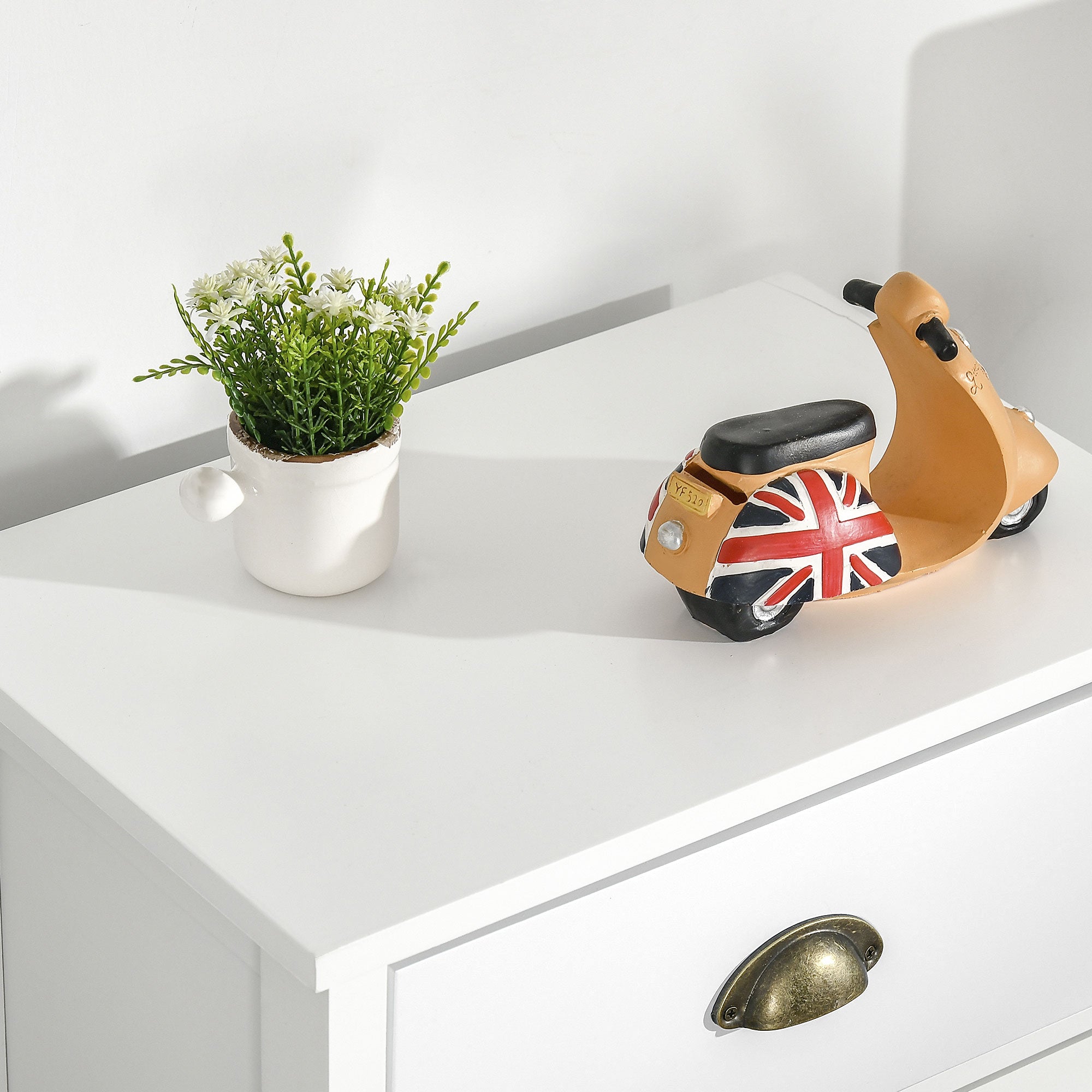 Kozy Slim Storage Cabinet Organiser, Chest of Drawers, 5-Drawer Dresser with Metal Handle for Living Room, Bedroom, Blue