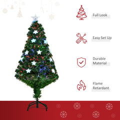 Kozy - 4FT Prelit Artificial Christmas Tree Fibre Optic Star LED Light Holiday Home Xmas Decoration with LED Light for Indoor Party, Green