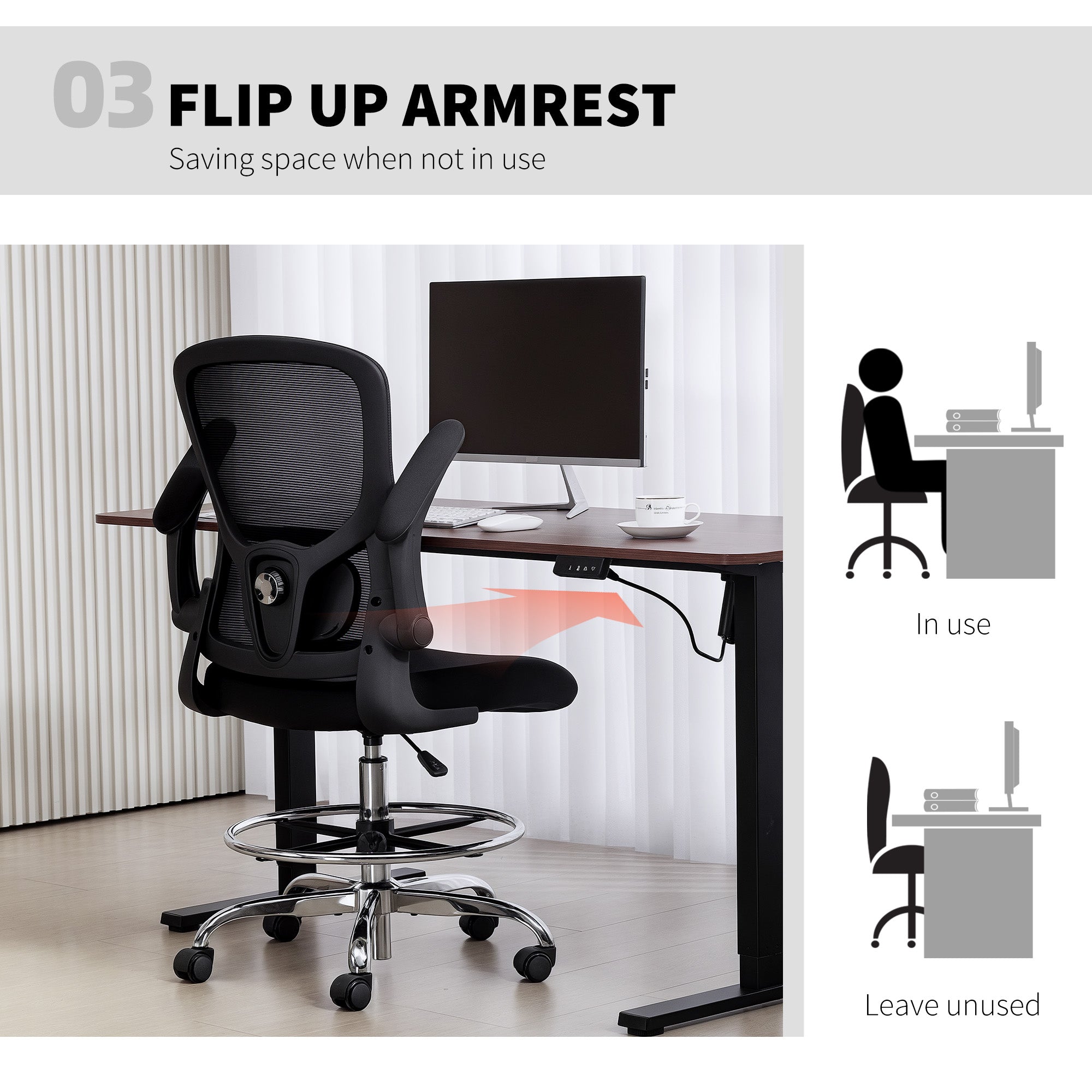 Kozy Draughtsman Chair, with Adjustable Lumbar - Charcoal Grey