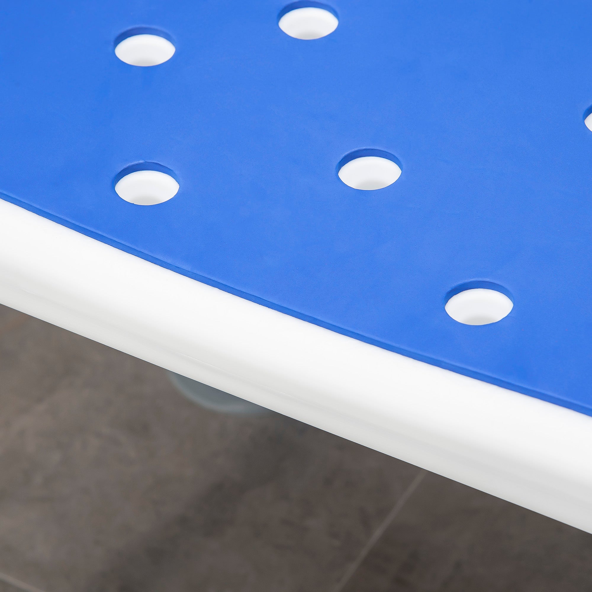 Kozy EVA Padded Shower Chair for the Elderly and Disabled, Height Adjustable Shower Stool with Back and Arms, 4 Suction Foot Pads, Blue