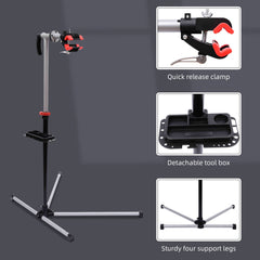 Kozy Bike Repair Stand Workstation, Bicycle Maintenance Workstand, Height Adjustable, with Tool Tray & 360° Rotating Adjustable Clamp for Home Mechanic Workshop