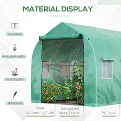 Kozy Polytunnel Greenhouse with Windows and Door, Walk in Greenhouse for Garden, Backyard (4 x 2 M)