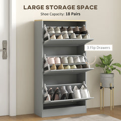 Kozy - Modern Compact Three-Drawer Shoe Storage Cabinet - Grey