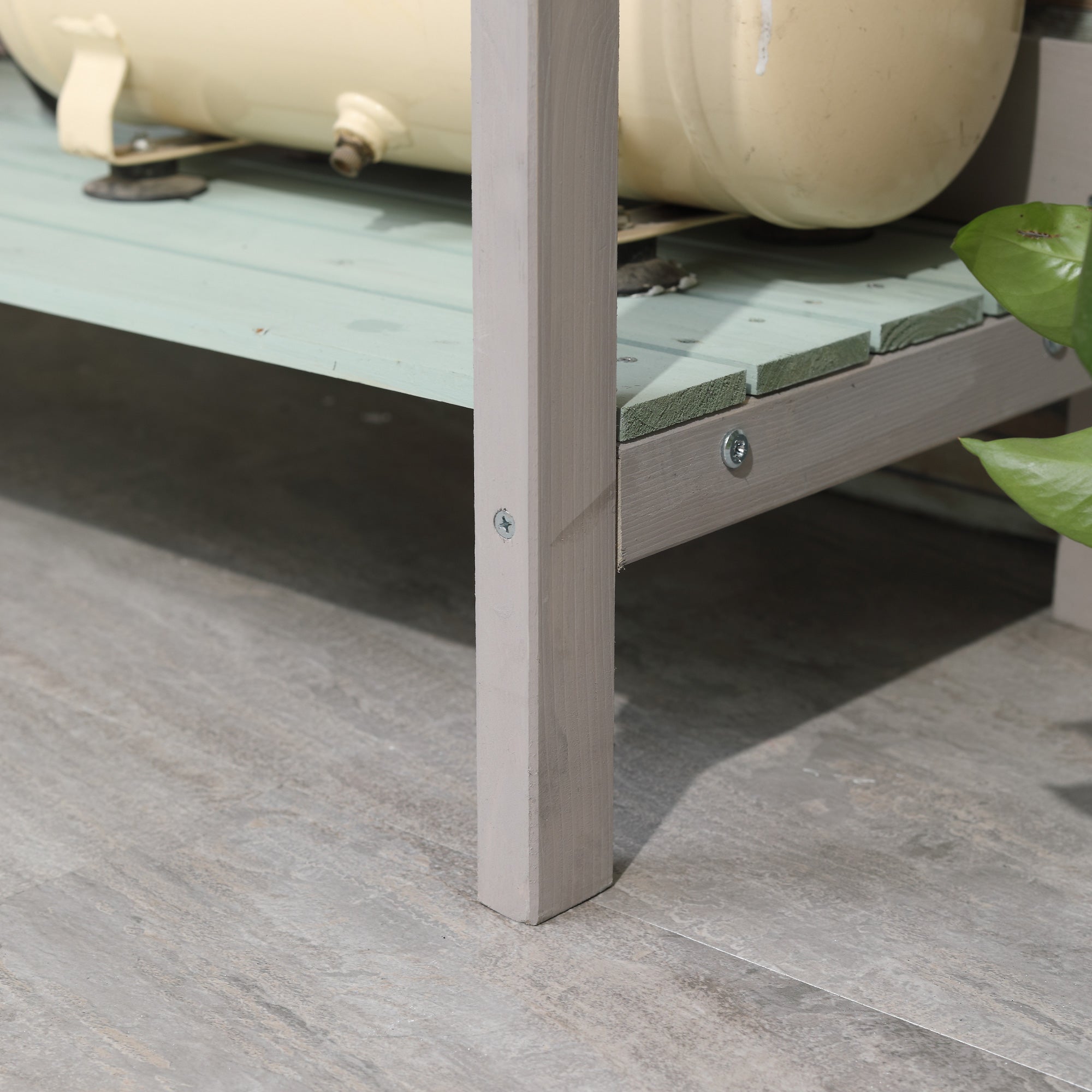 Kozy Garden Potting Table with Sink, Blackboard and Drawer, Wooden Planting Work Bench Workstation Outdoor Tool Storage Shelves