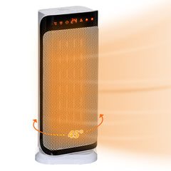 Kozy 2000W Electric Heater, PTC Ceramic Portable Fan Heater with Overheating & Tip-Over Protection, 8H Timer, 45° Oscillating Heater for Home, Office, Study, Bedroom