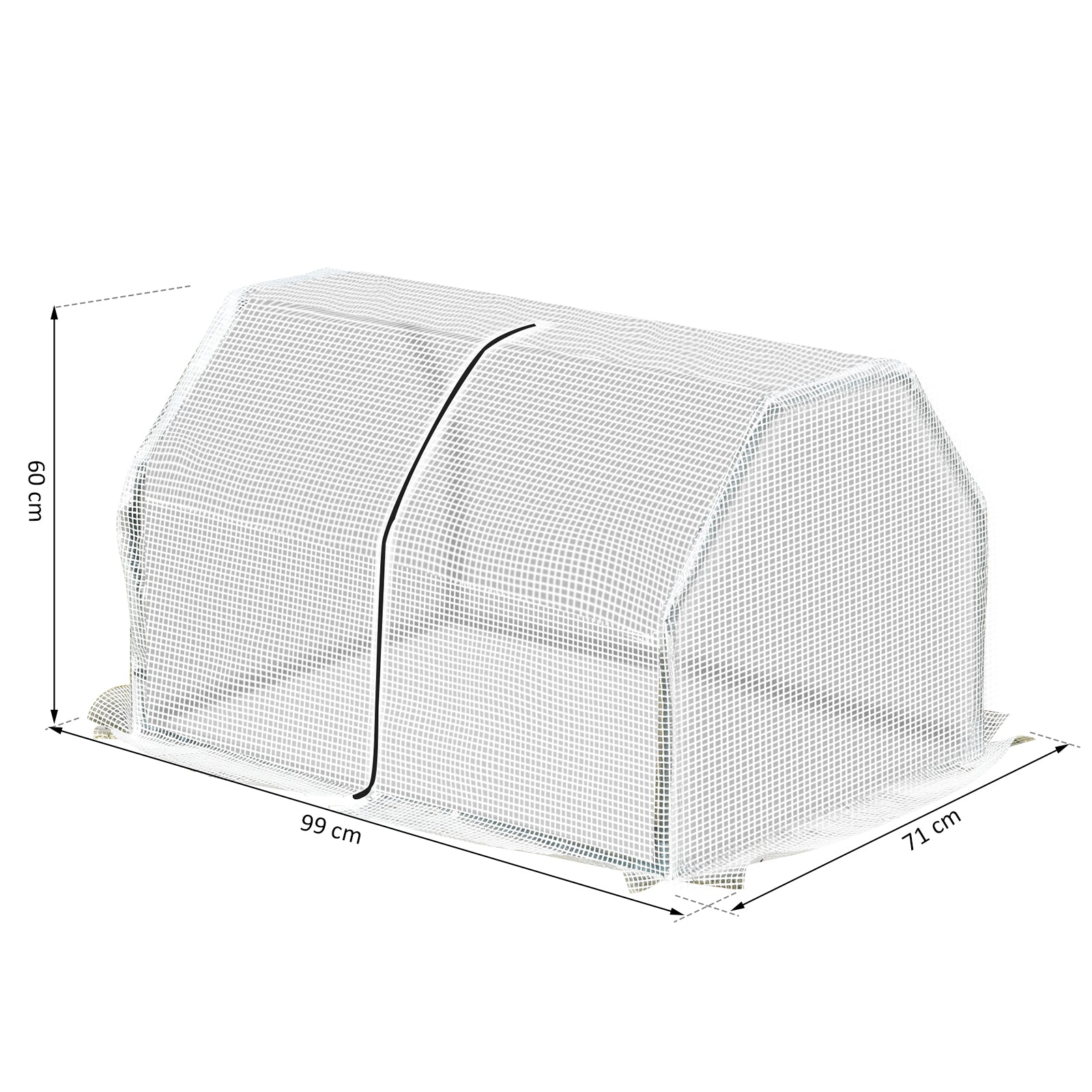 Outsunny Mini Greenhouse Portable Garden Greenhouse Metal Frame Grow House with PVC Cover, Middle Zip Fastening, 99 x 71 x 60 cm, White