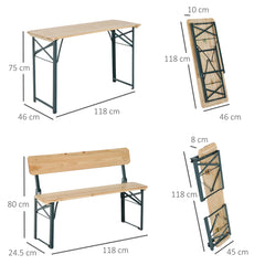 Outsunny 3 pcs Wooden Table Bench Set