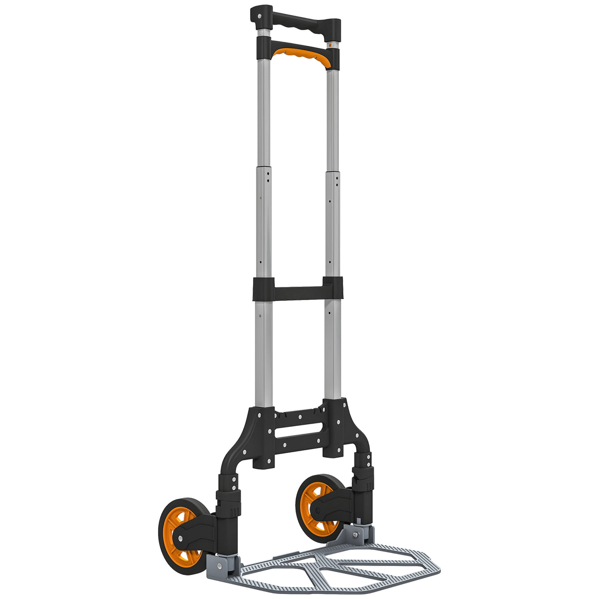 Kozy Folding Sack Truck, 70kg Lightweight Hand Truck with Wheels, Foldable Trolley Cart with Telescoping Handle for Warehouse, Office, Luggage, Silver Tone
