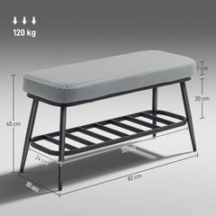 Kozy - PU Leather Shoe Storage Bench - Grey