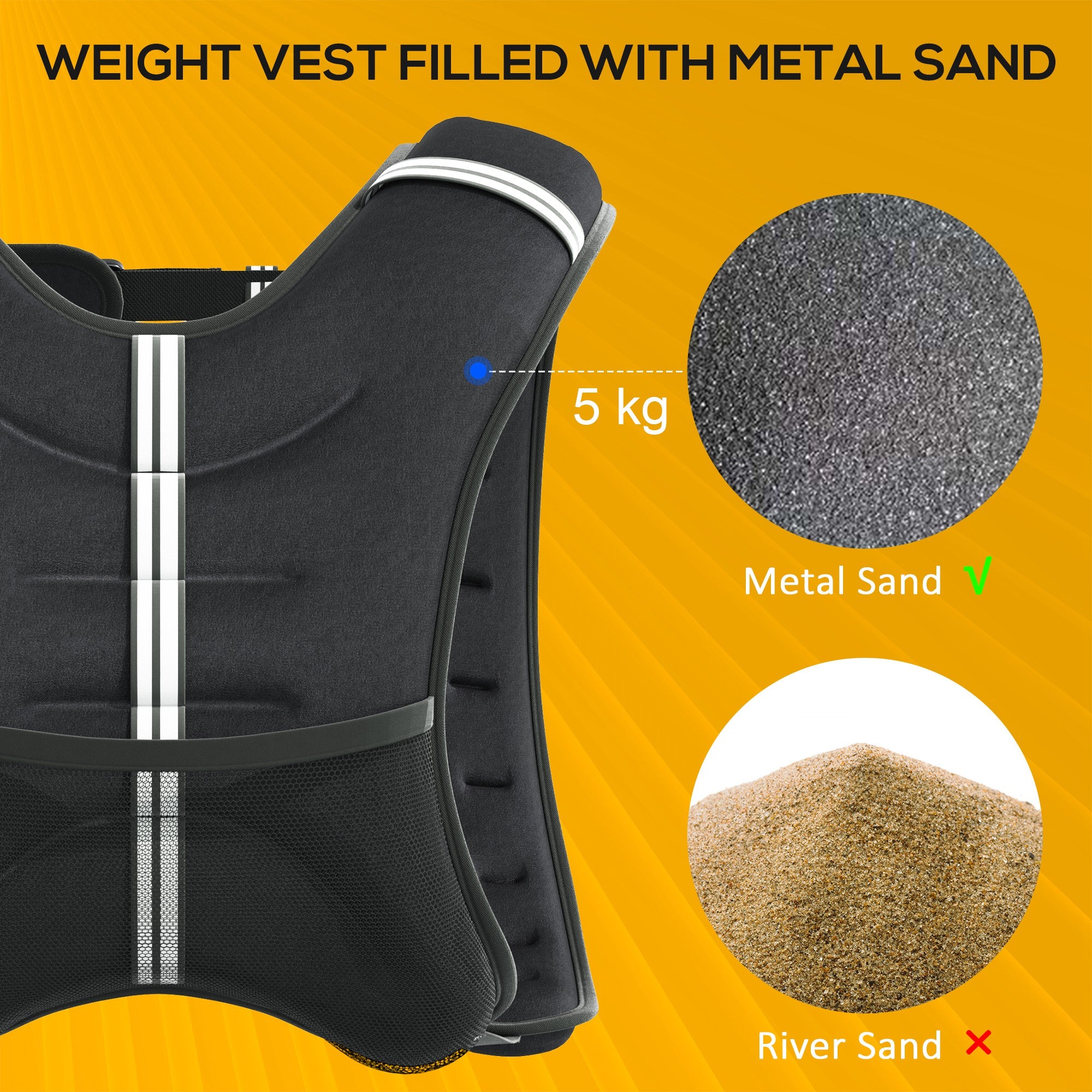Kozy 5KG Weighted Vest, Running Weight Vest with Adjustable Strap, Convenient Pocket and Reflective Strips for Men and Women