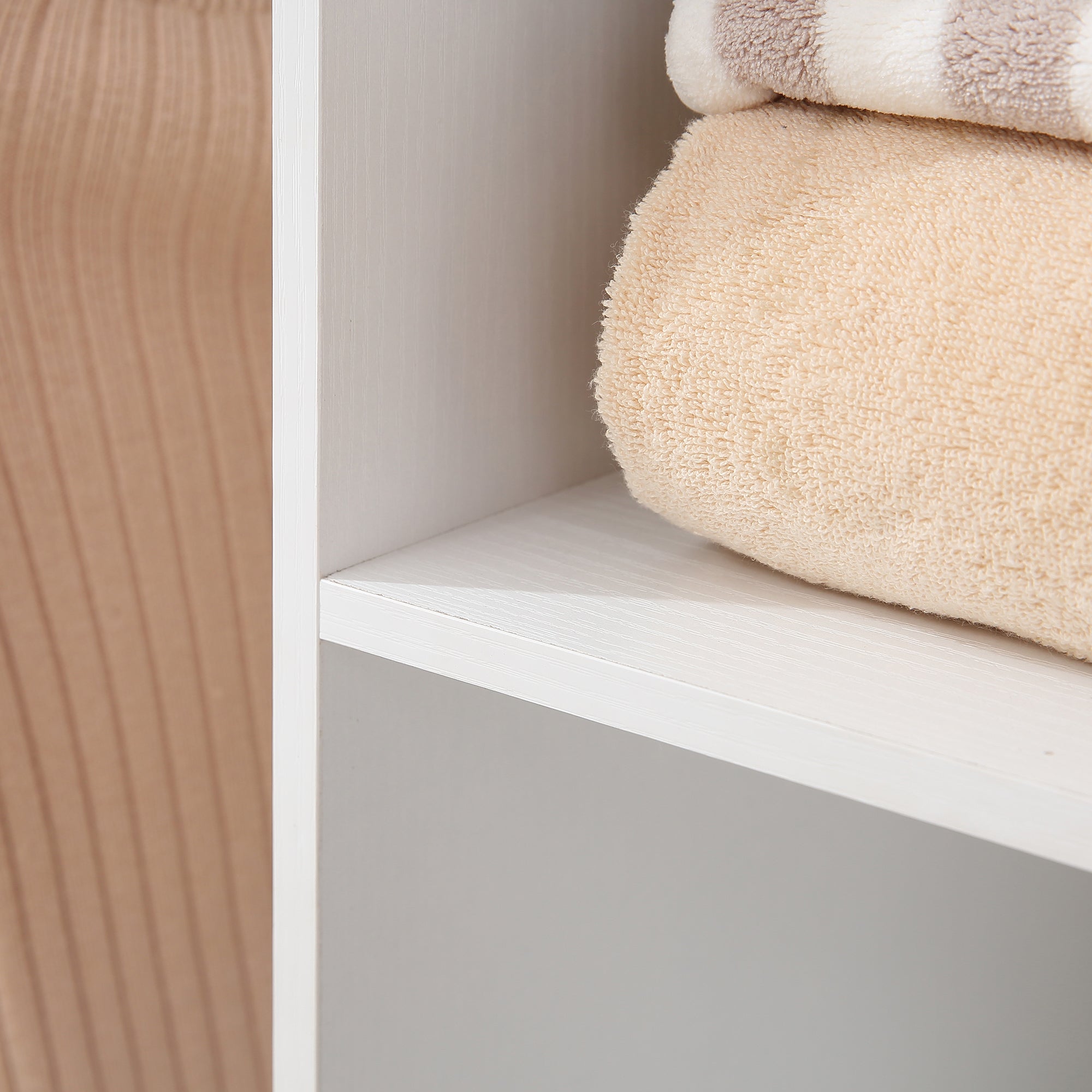 Kozy Open Wardrobe Double Mobile Storage Shelves Organizer W/6 Wheels-White