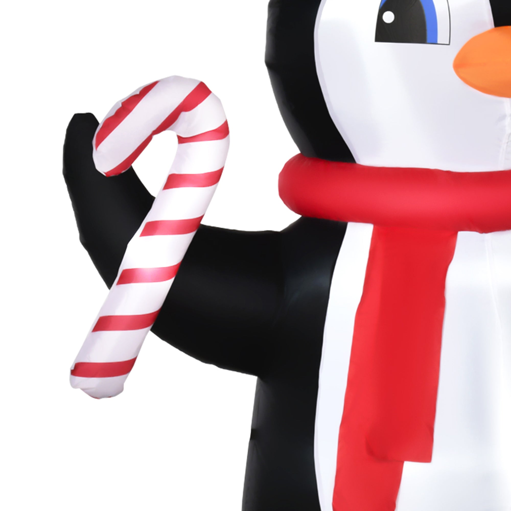 Kozy 8ft Inflatable Christmas Penguin Holding Candy Cane Blow Up Outdoor Decoration with LED Lights for Holiday