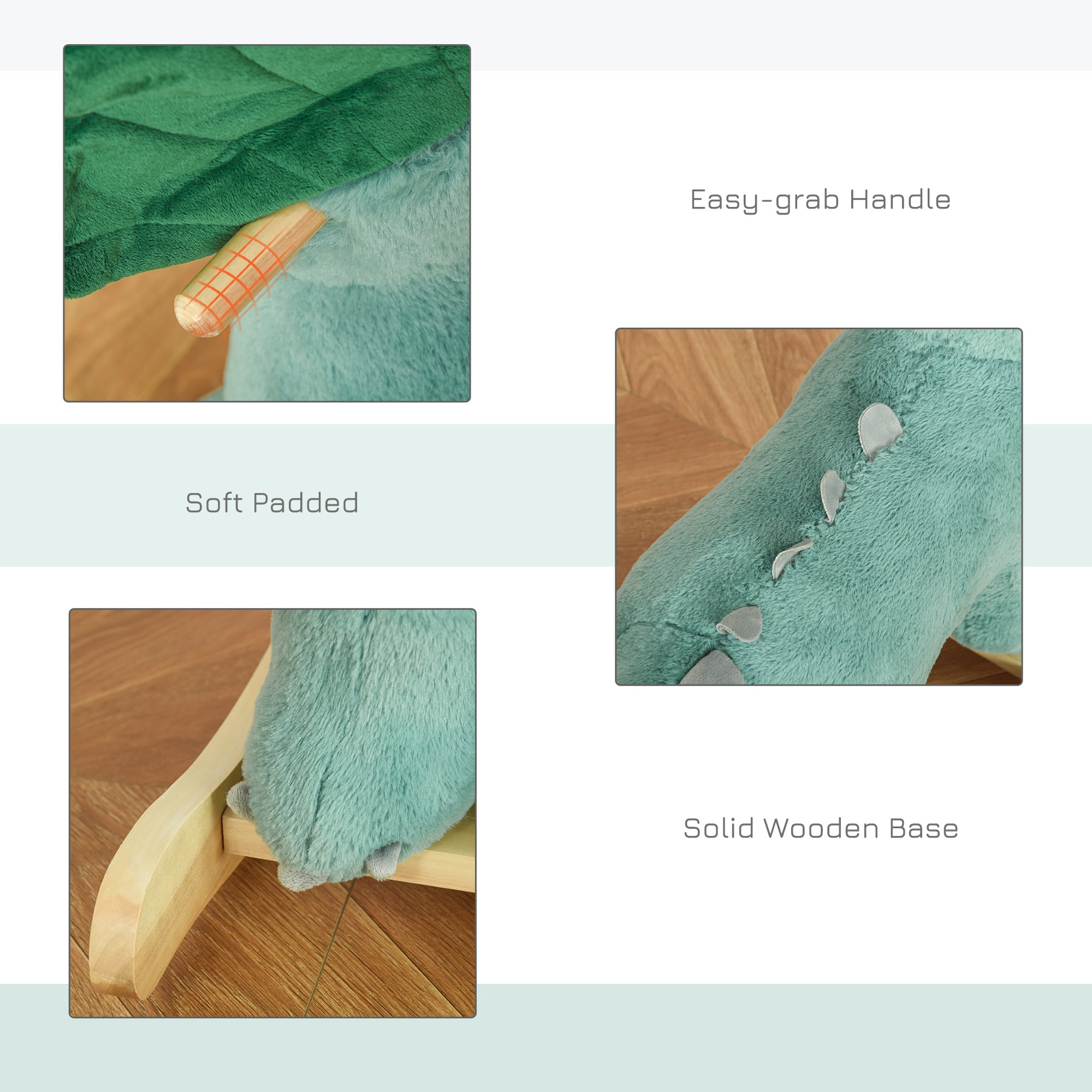 Kozy Plush Ride-On Rocking Dinosaur, with Sound - Green