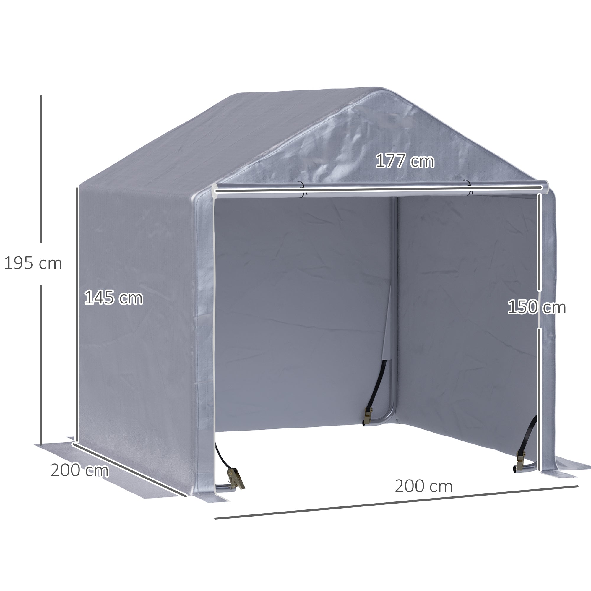 Outsunny 2 x 2m Garden Garage Storage Tent Galvanized Steel Outdoor Carport Gazebo Waterproof UV