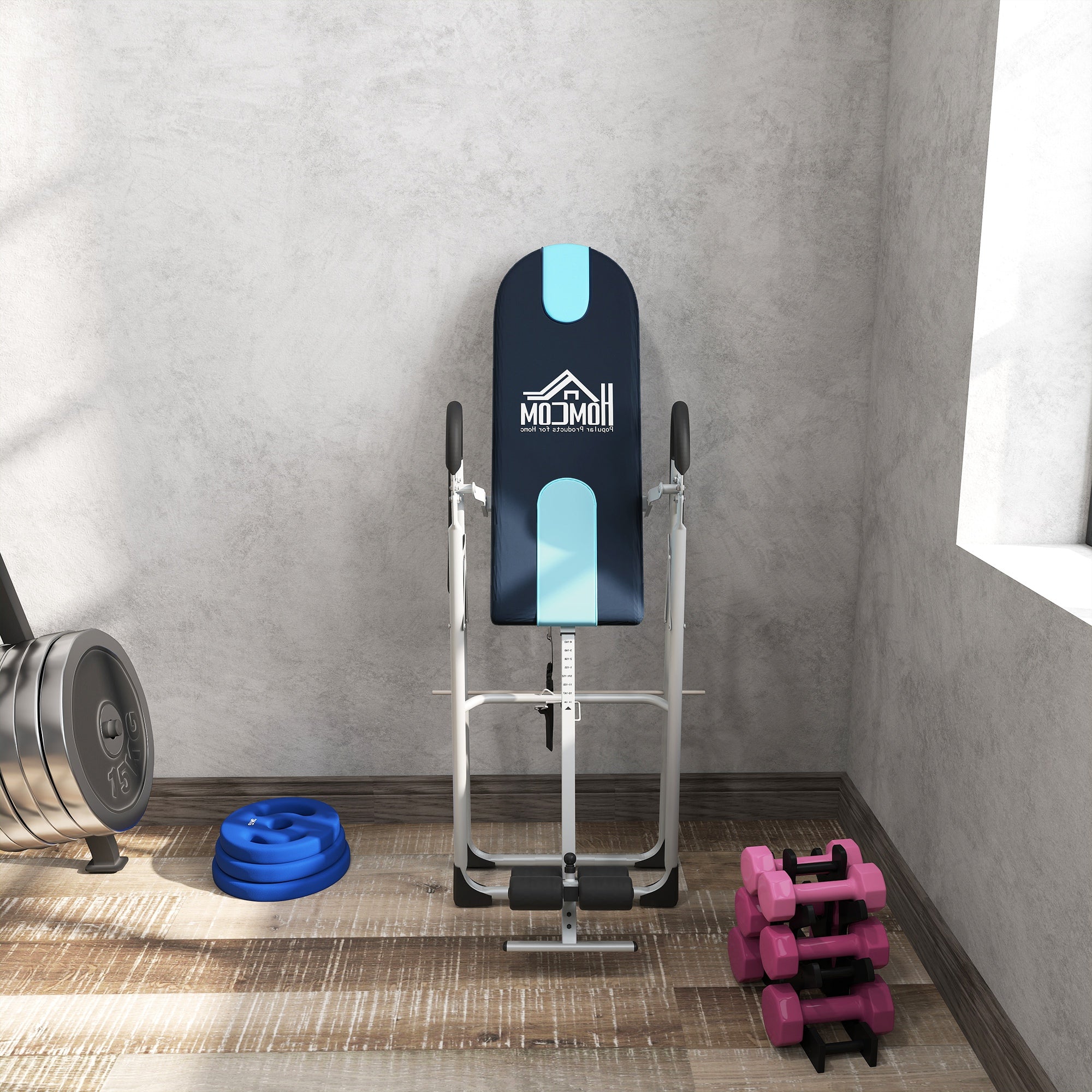 Kozy Foldable Gravity Inversion Table Back Therapy Home Fitness Bench Black