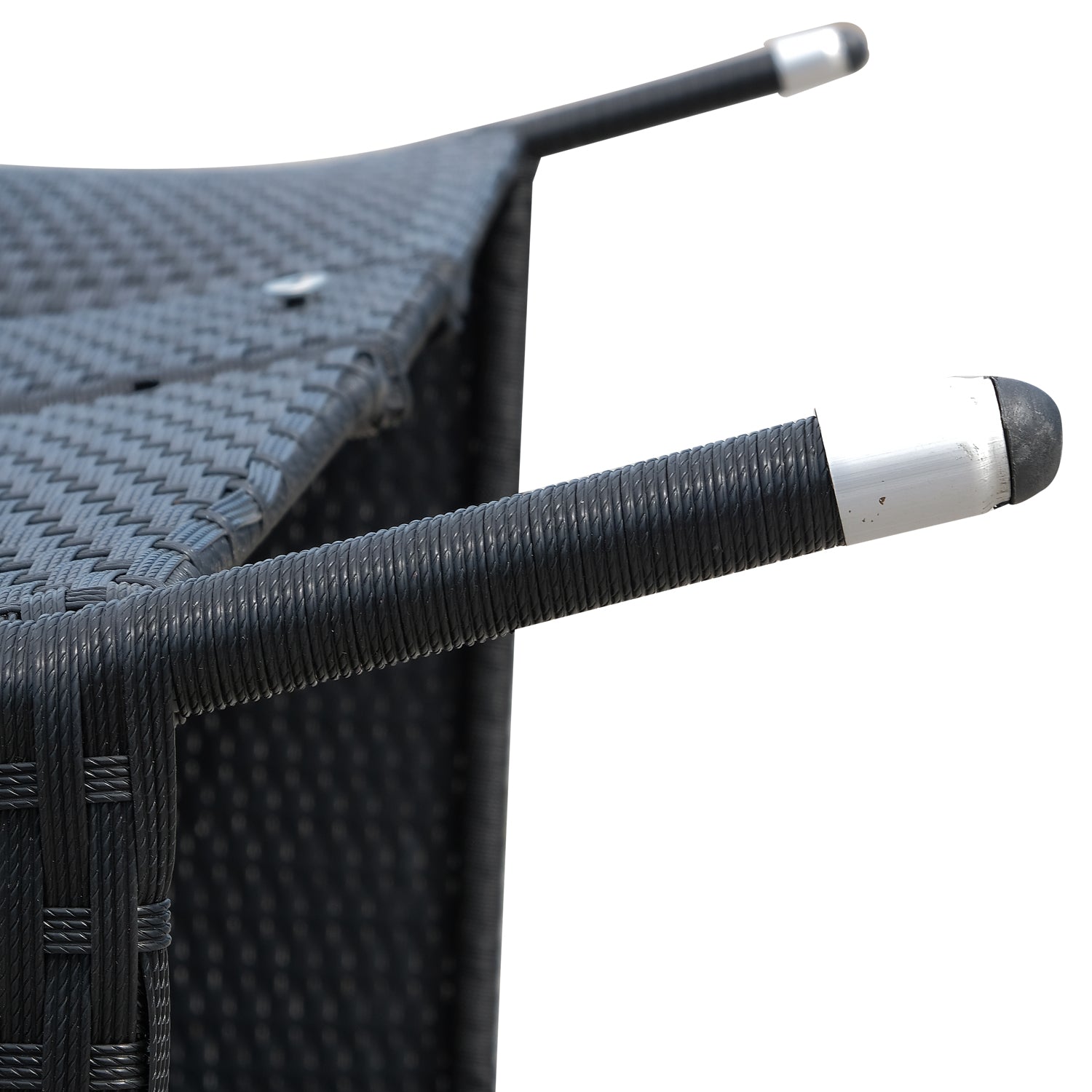 Kozy 2 Seater Rattan Campanion Chair Wicker Loveseat Outdoor Patio Armchair with Drink Table Garden Furniture - Black