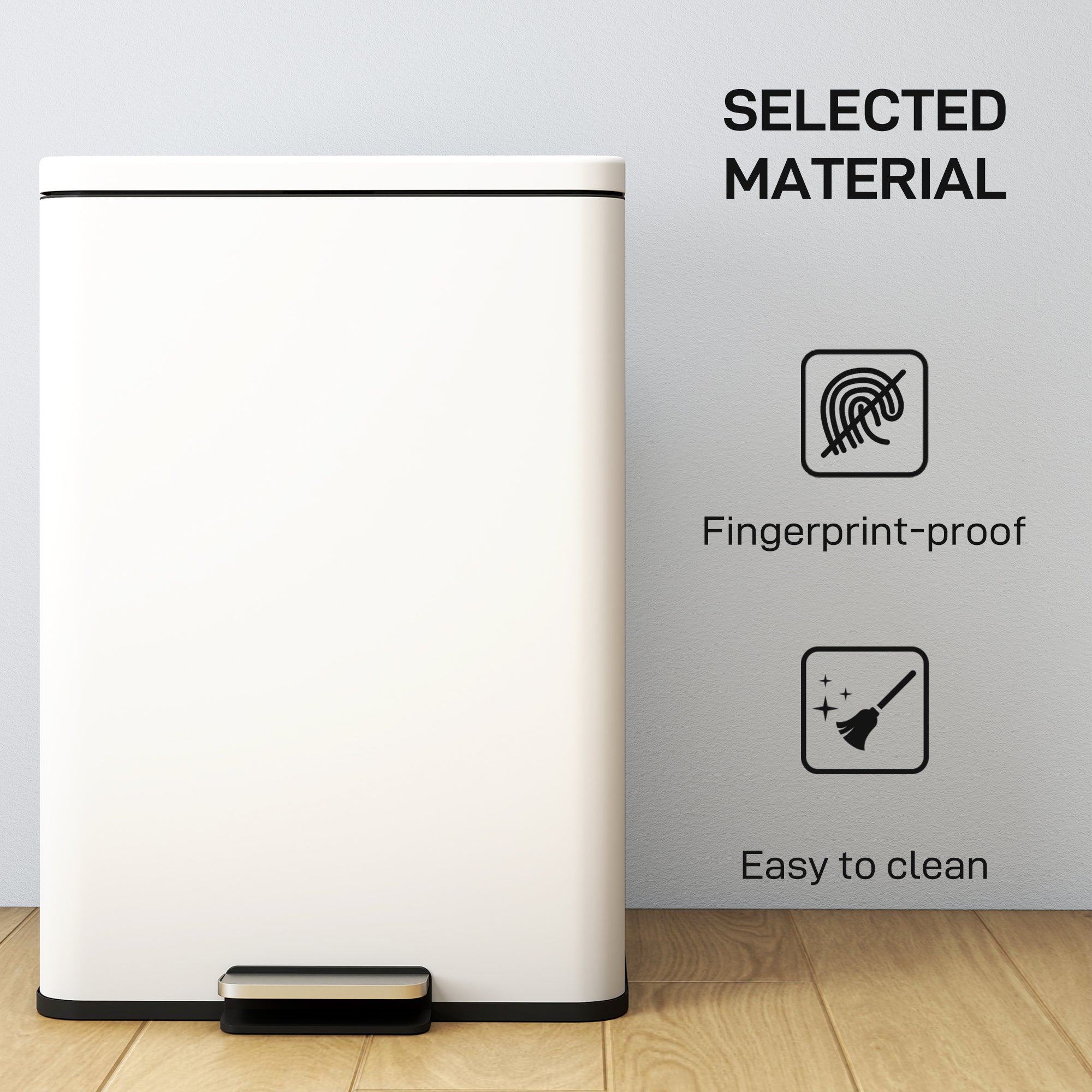 Kozy 20L Kitchen Bin with Soft-Close Lid and Stay-Open Function, Pedal Bin with Removable Inner Bucket for Kitchen, Office, Home, Cream