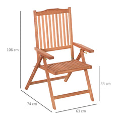 Outsunny Outdoor Garden Folding Dining Chair Patio Armchair Acacia Wood 5