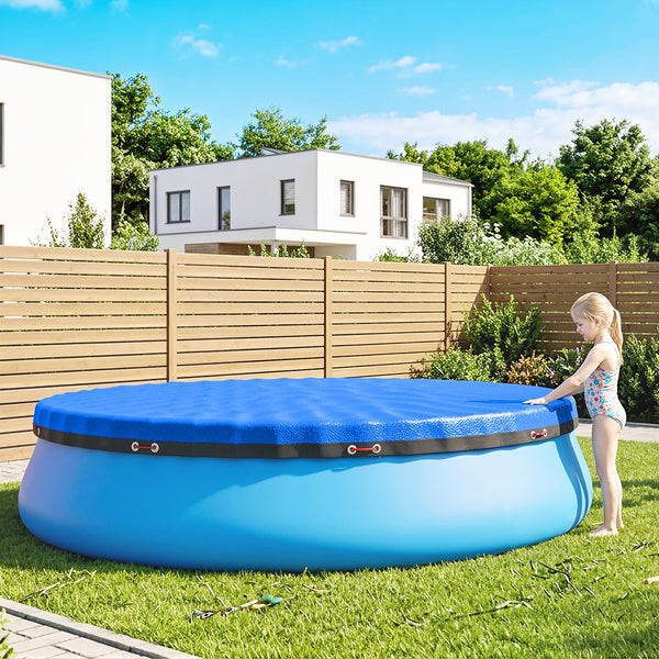Round Pool Cover, 10 ft Waterproof Swimming Pool Cover with Secure Rope, Tightener for Above Ground Pools